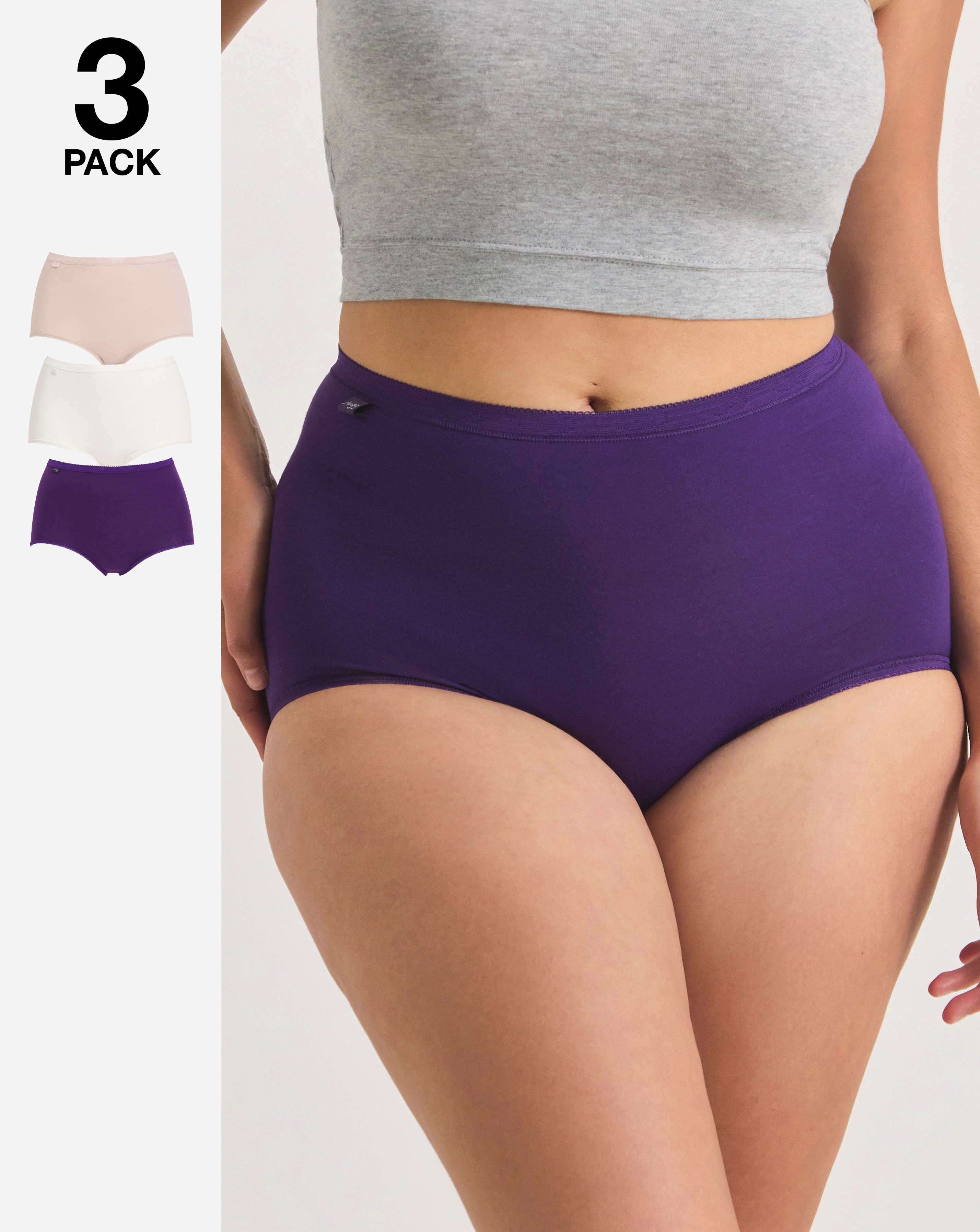 Sloggi 3Pk Basic Maxi Knicker Purple Mix