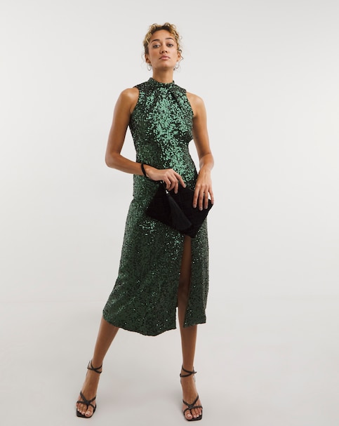 Closet London Sequin V-Back Dress
