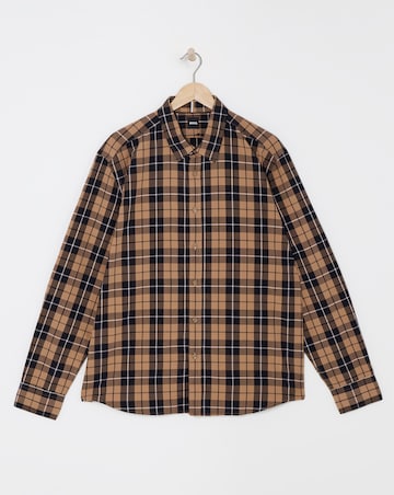 BOSS Long Sleeve Beige Check Shirt