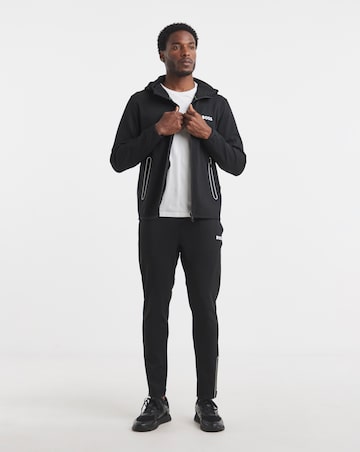 BOSS Zip Through Logo Hoodie - Black