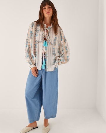 Monsoon Elora Floral Stripe Tie Blouse