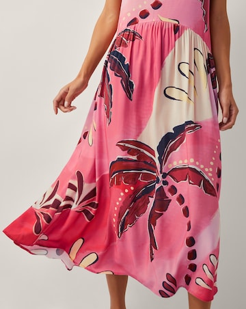 Monsoon Alex Palm Print Midi Dress