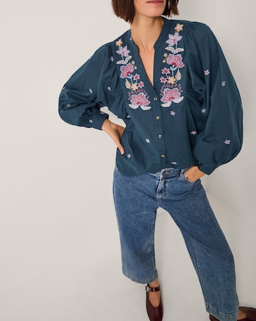 Monsoon Bria Embroidered Blouson Blouse