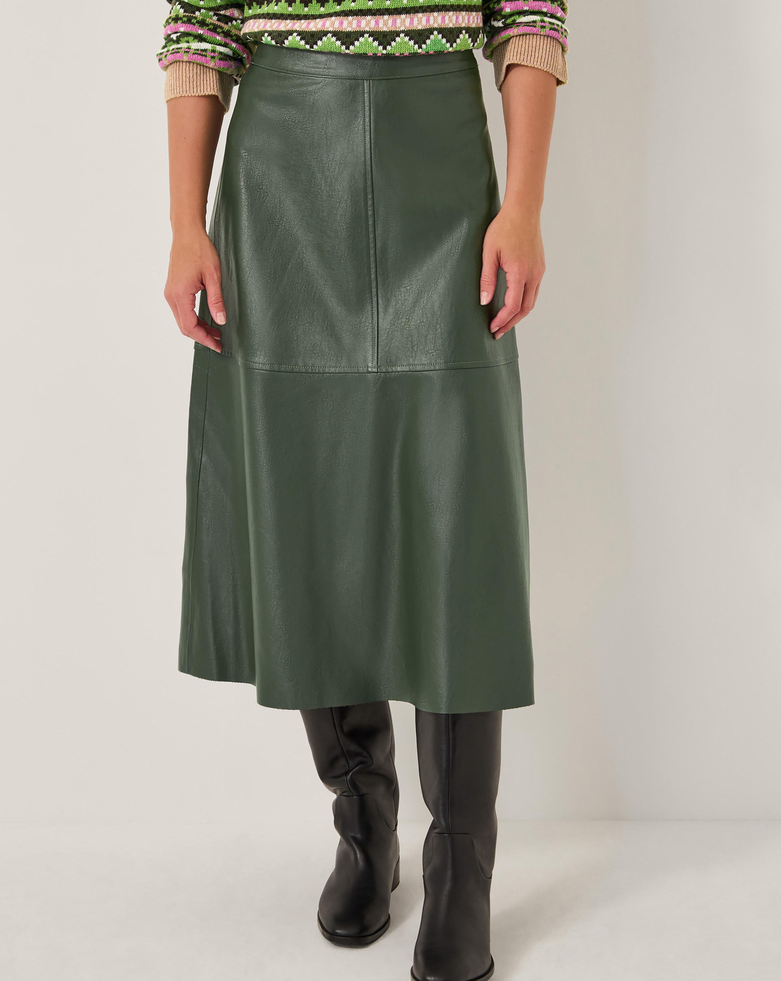 Monsoon Pippa Faux Leather Midi Skirt