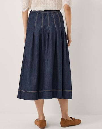 Monsoon Darcie Pleated Denim Midi Skirt