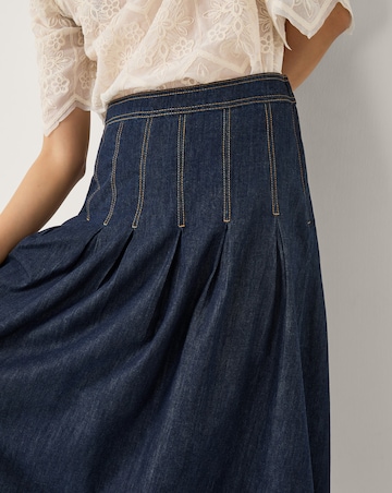 Monsoon Darcie Pleated Denim Midi Skirt