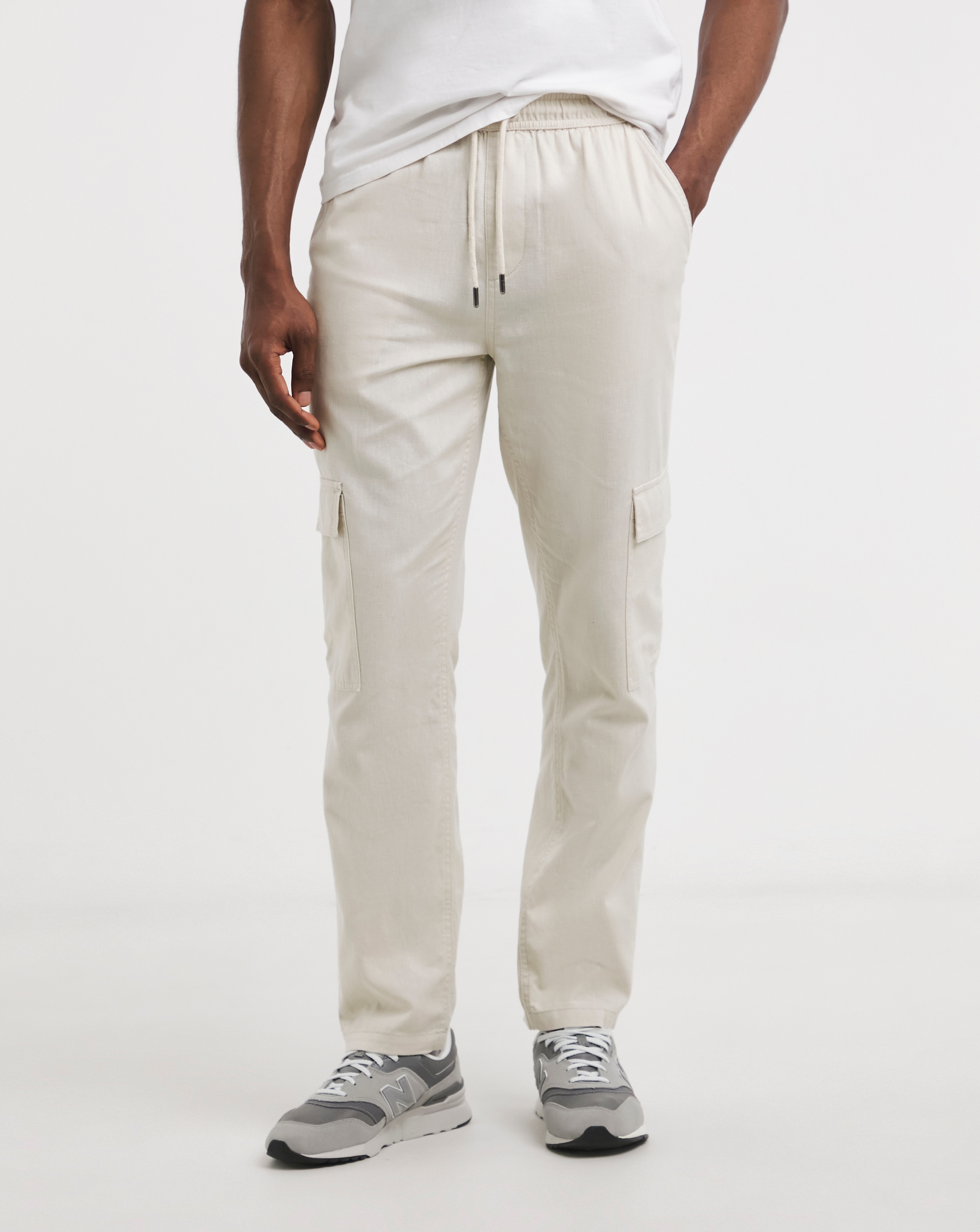 Linen Blend Elasticated Cargo Trouser