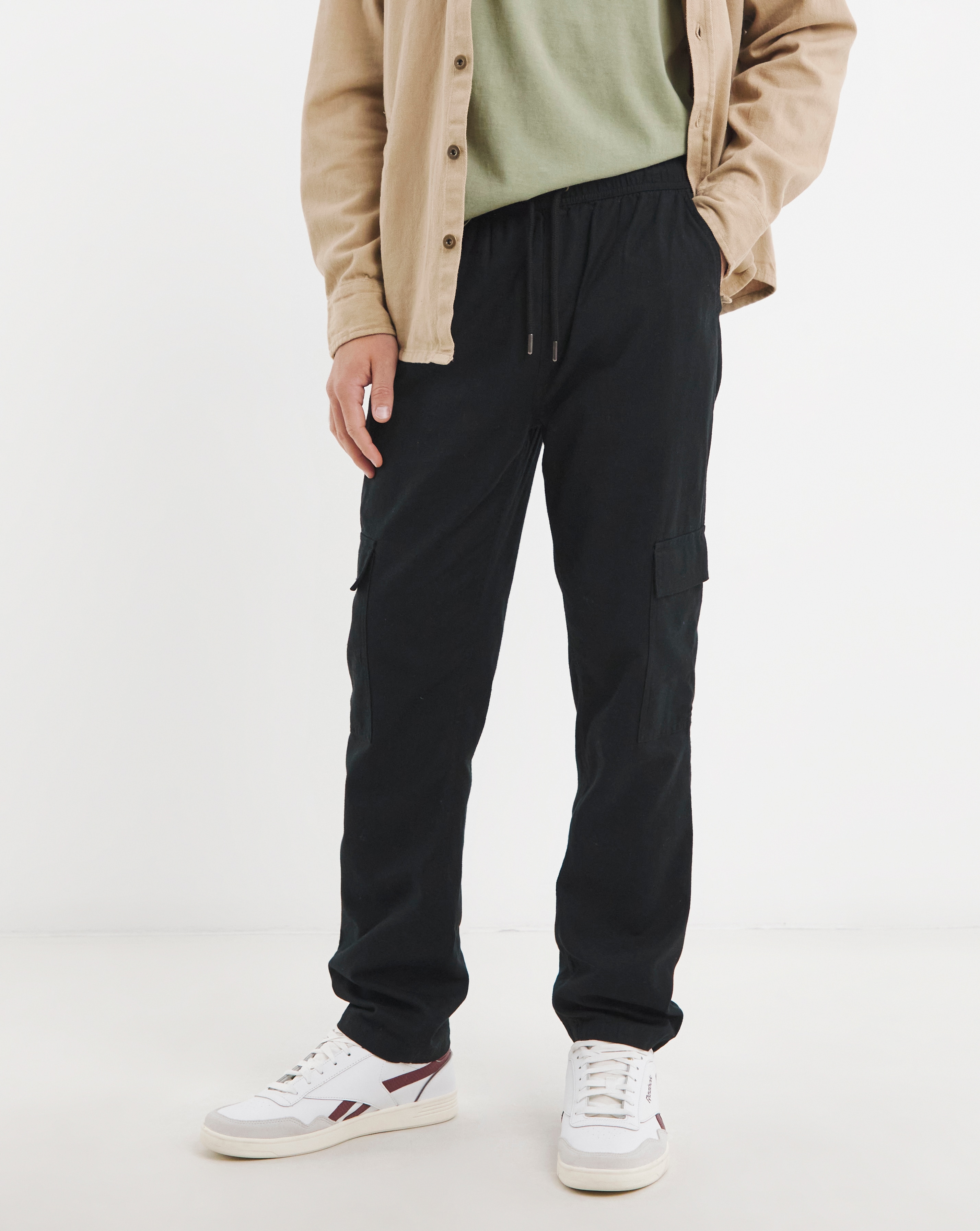 Linen Blend Elasticated Cargo Trouser