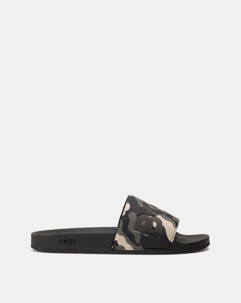 BOSS Camo Logo Sliders - Green