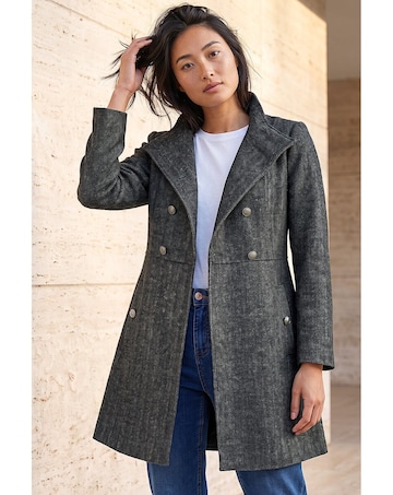 Roman Petite Funnel Herringbone Coat