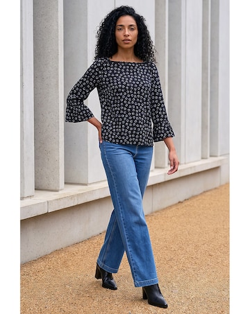 Roman Ditsy Square Neck Top