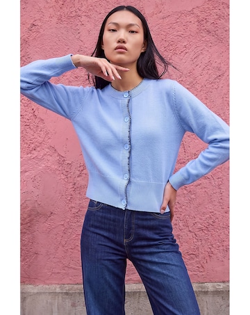 Roman Dusk Stitch Trim Knit Cardigan
