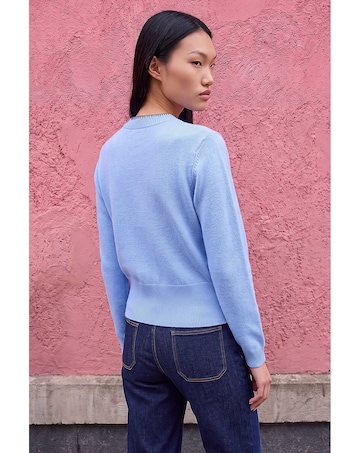 Roman Dusk Stitch Trim Knit Cardigan