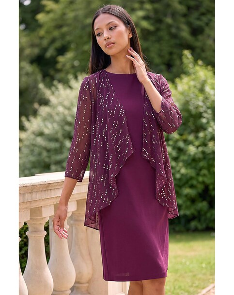 New In - Roman Petite Foil Contrast Mock Dress