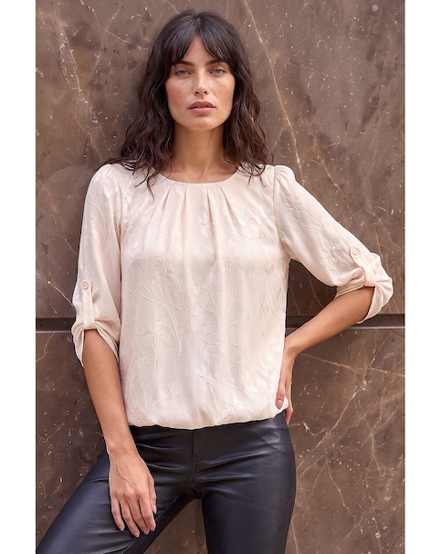 New In - Roman Jacquard Bubble Hem Top