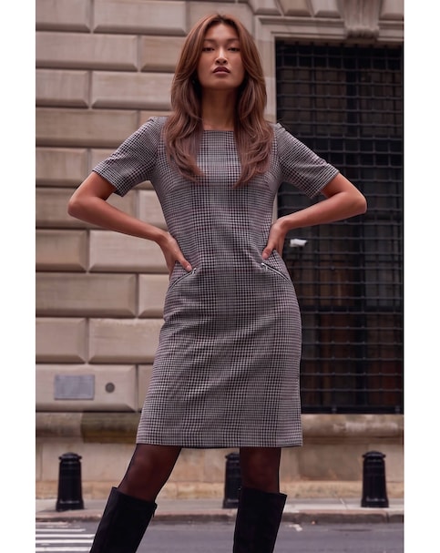 New In - Roman Houndstooth Check Shift Dress