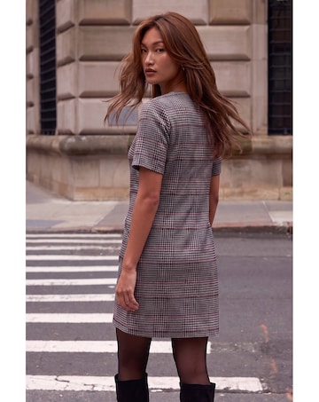 Roman Houndstooth Check Shift Dress