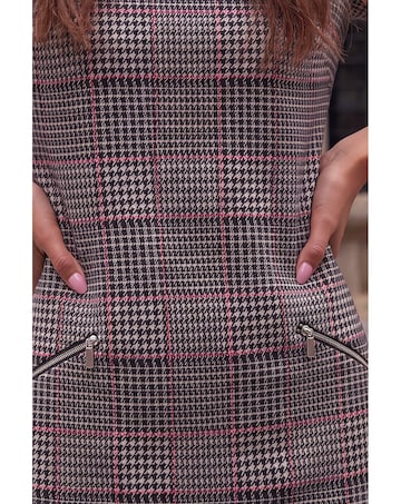 Roman Houndstooth Check Shift Dress