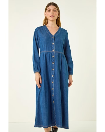 Roman Denim Button Down Midi Dress