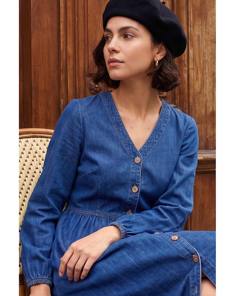 Roman Denim Button Down Midi Dress