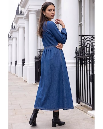 Roman Denim Button Down Midi Dress