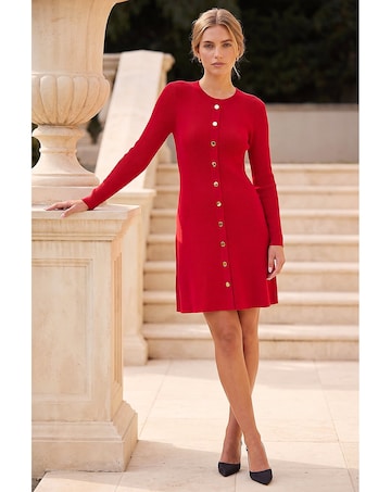 Roman Knitted Button Dress