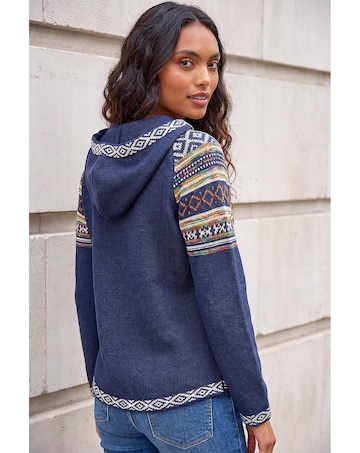 Roman Nordic Print Hooded V-Neck Jumper