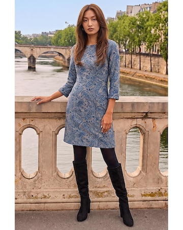 Roman Paisley Pocket Shift Stretch Dress