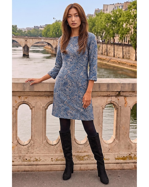 New In - Roman Paisley Pocket Shift Stretch Dress