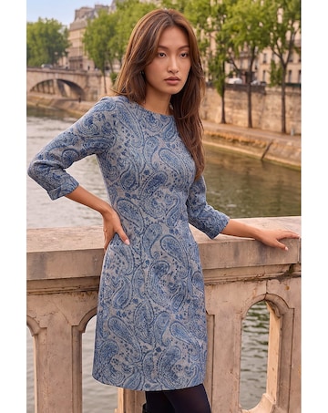 Roman Paisley Pocket Shift Stretch Dress