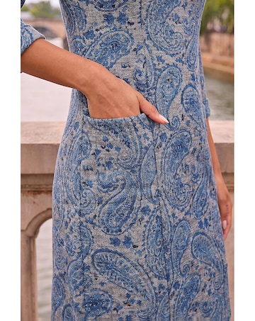 Roman Paisley Pocket Shift Stretch Dress