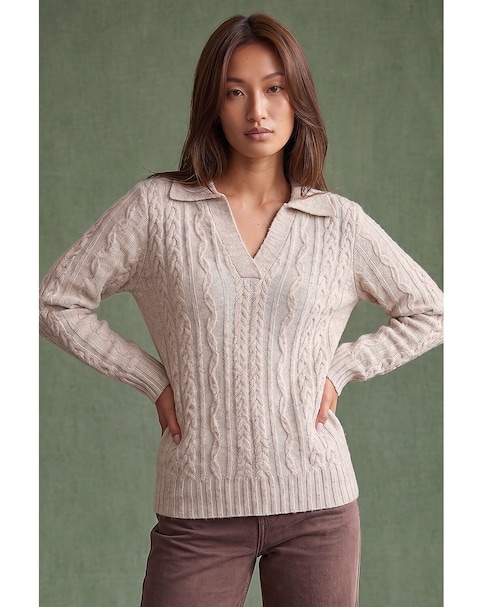 New In - Roman Cable Knit Henley Jumper