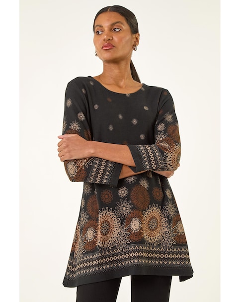 New In - Roman Sunflower Printed Tunic Top