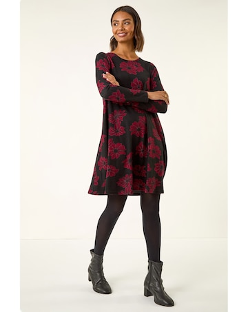 Roman Floral Print Stretch Swing Dress