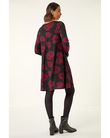 Roman Floral Print Stretch Swing Dress