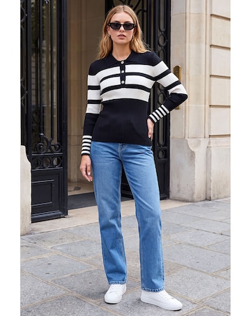 Roman Stripe Rib Knit Jumper