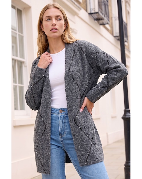New In - Roman Sparkle Argyle Cardigan