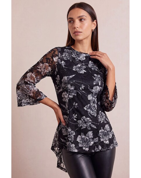 Roman Floral Lace Stretch Top