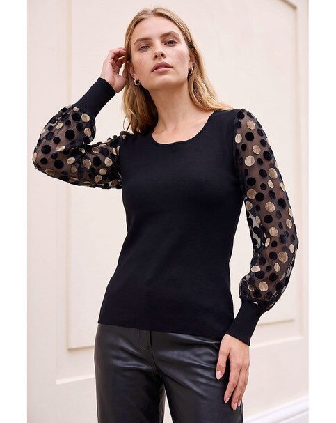 New In - Roman Polka Dot Knit Top