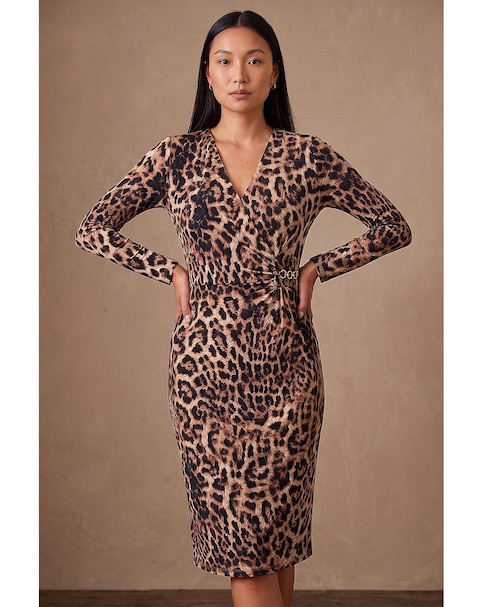 New In - Roman Animal Gathered Chain Dress