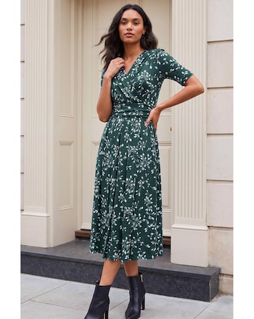 Roman Leaf Wrap Bodice Dress