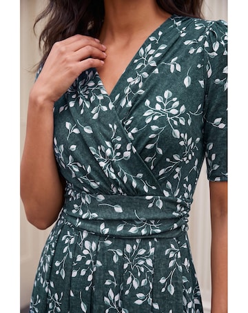 Roman Leaf Wrap Bodice Dress