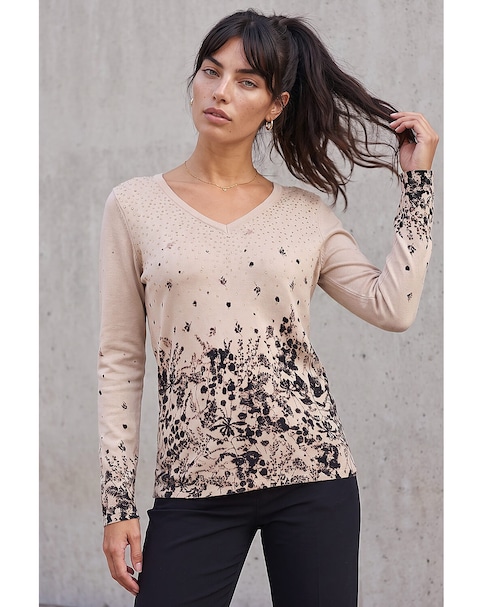 New In - Roman Sparkly Floral V-Neck Knit Jumper