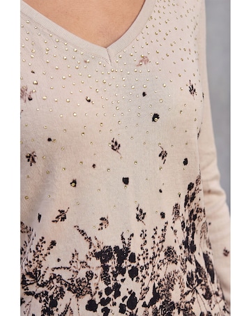 Roman Sparkly Floral V-Neck Knit Jumper