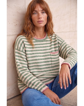 Roman Stripe Stitch Detail Knit Jumper