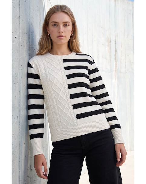 New In - Roman Cable Stripe Knit Jumper