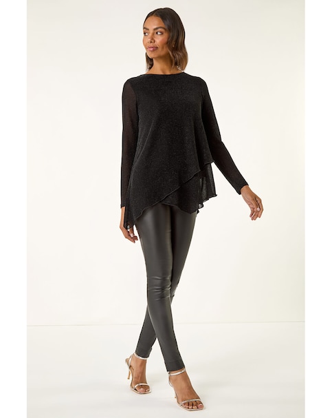 New In - Roman Shimmer Asymmetric Layered Top