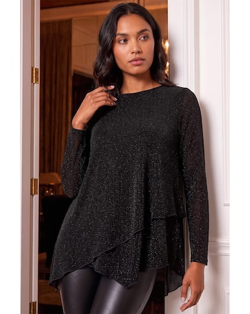 Roman Shimmer Asymmetric Layered Top
