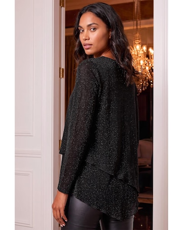 Roman Shimmer Asymmetric Layered Top