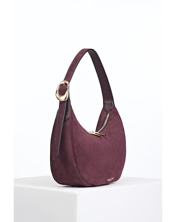 Luella Grey Blythe Black Cherry Suede Scoop Shoulder Bag